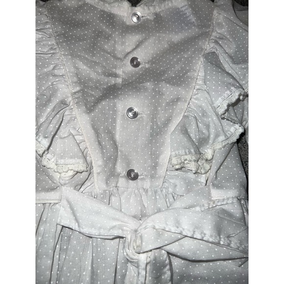Polly Flinders vintage Prairie white Smocked Dress size 5. Pink Ruffle Lace . - Picture 5 of 8